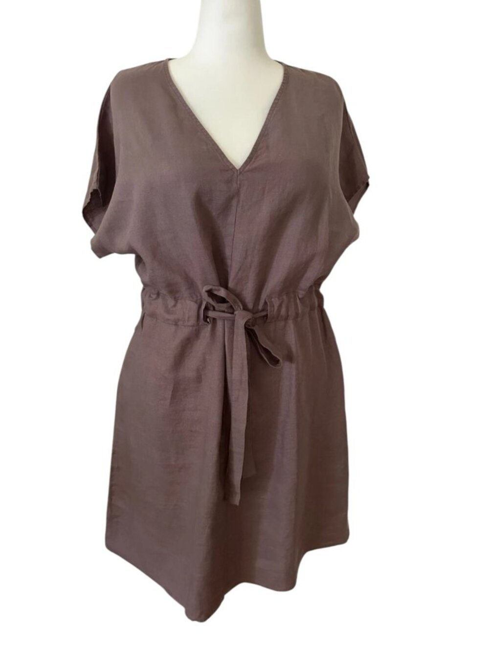 Dress Me Linen Jessica Dress XL Lavender Purple 100% Linen Belted Pockets